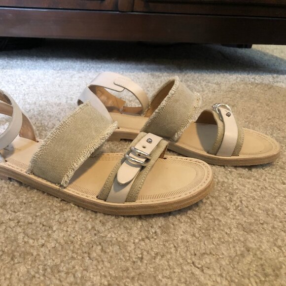 rag & bone “Lara” tan canvas and leather strappy sandals size 37.5 w/box EUC - Picture 2 of 7